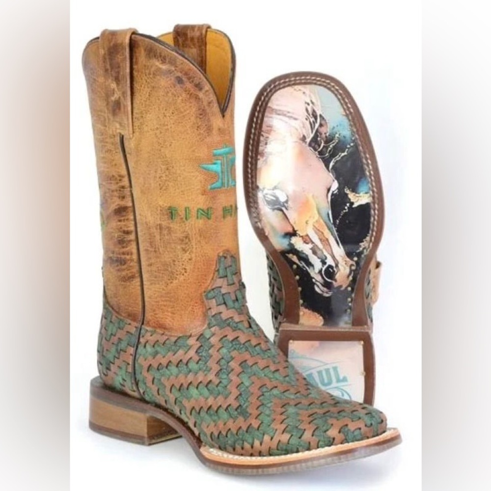 Tin Haul Ladies Horse Sole Sq Toe Boots